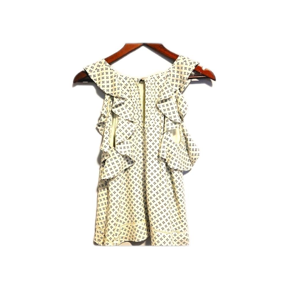 Abercrombie and Fitch cold shoulder, ruffle detail, geometric print, sem…